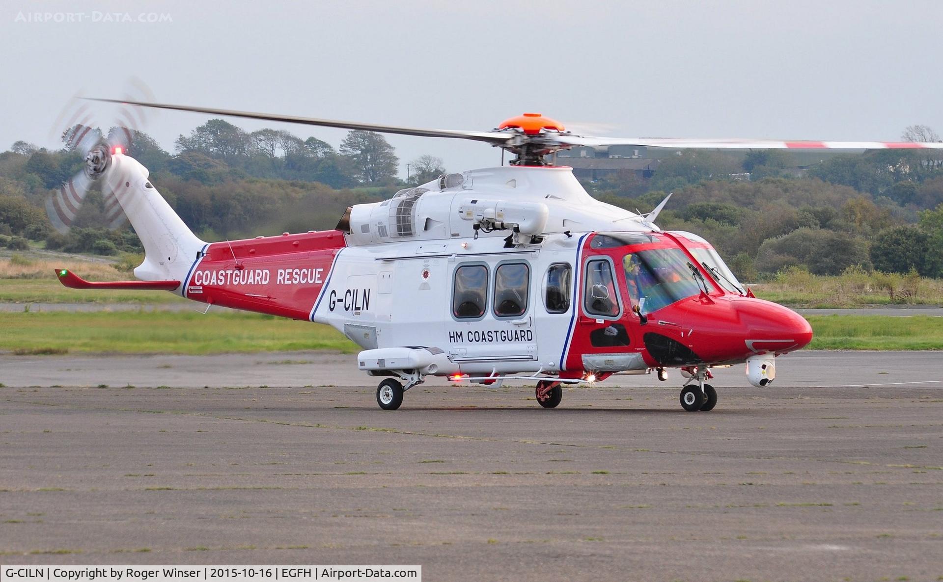 G-CILN, 2014 AgustaWestland AW-139 C/N 31586, Visiting HM Coastguard rescue helicopter (Rescue 187) taxying after taking on fuel.