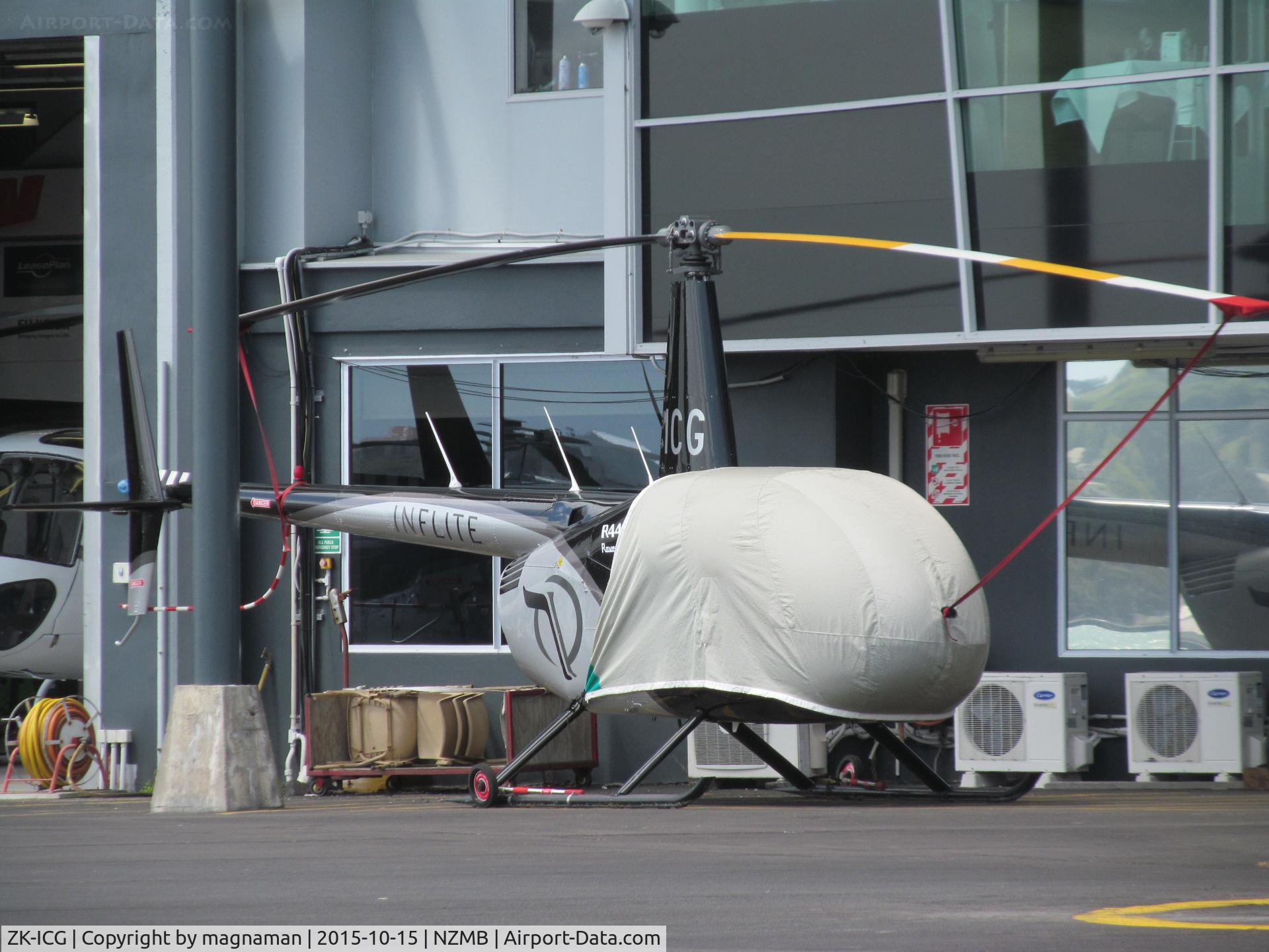 ZK-ICG, 2006 Robinson R44 II C/N 11111, at operator base by docks