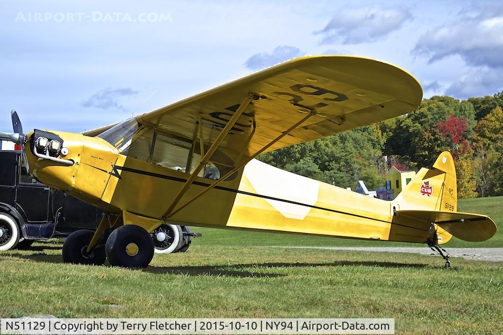 N51129, 1942 Piper J3C-65 Cub C/N 8208, Displayed at Old Rhinebeck Aerodrome in New York State