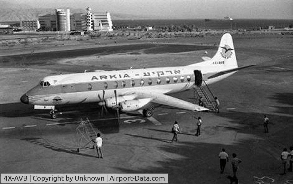 4X-AVB, 1959 Vickers Viscount 833 C/N 424, Eilat airport, 1970