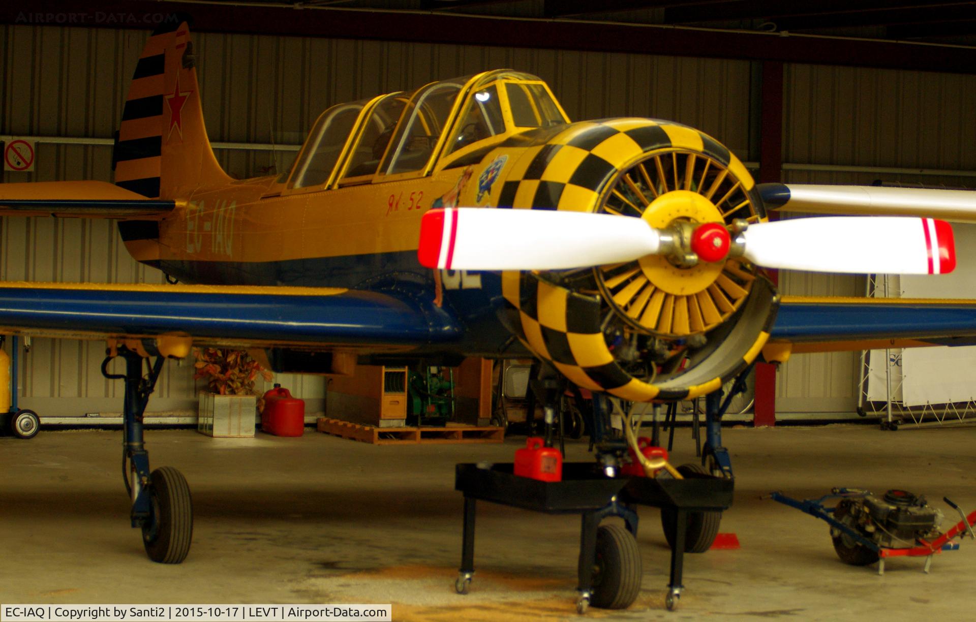 EC-IAQ, Yakovlev Yak-52 C/N 877912, In the hangar of the Aero Club de Vitoria.