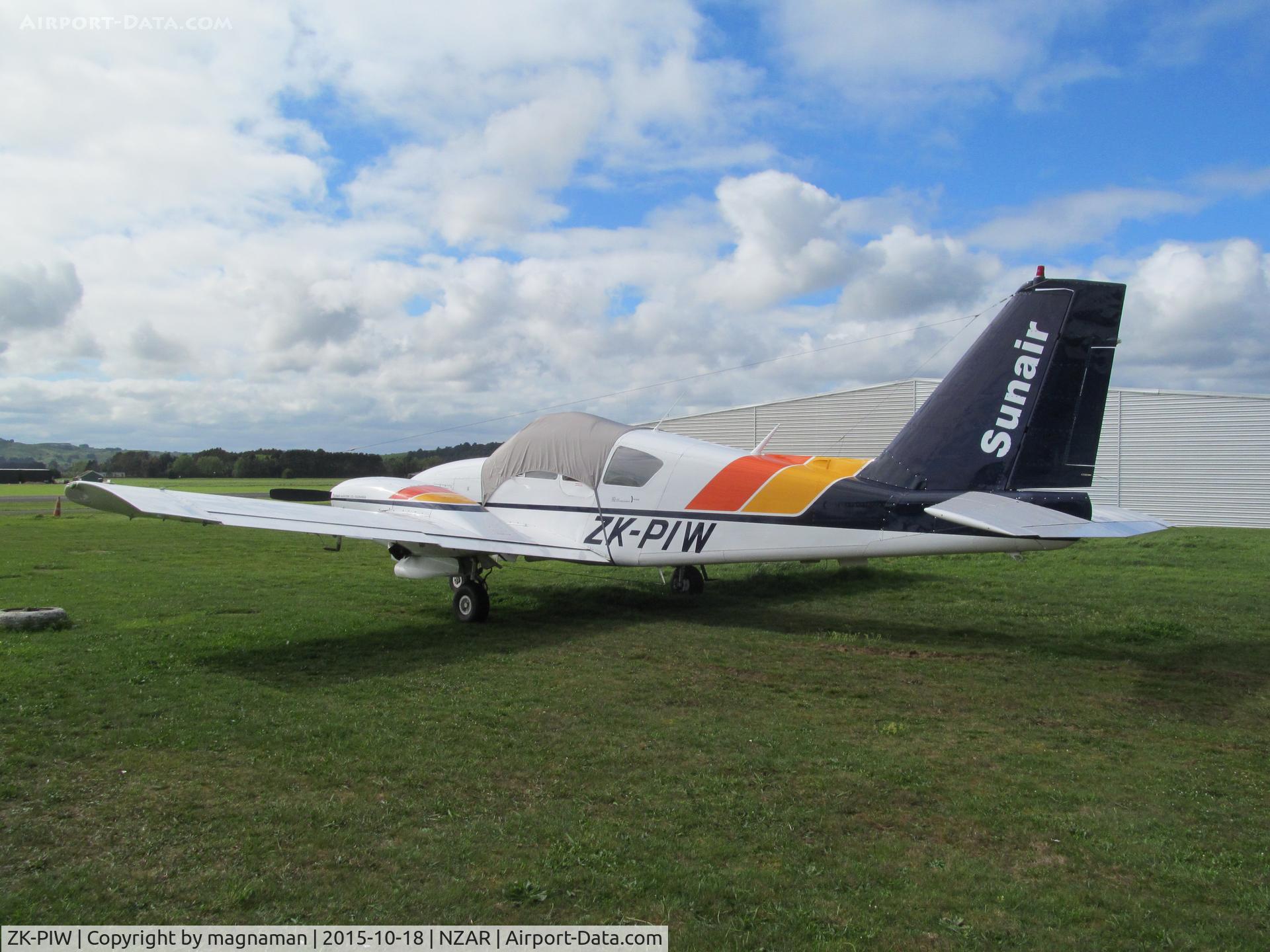 ZK-PIW, Piper PA-23-250 Aztec C/N 27-7305089, on grass at ardmore