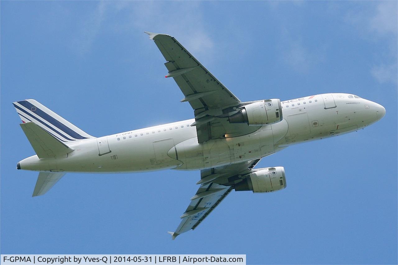F-GPMA, 1998 Airbus A319-113 C/N 598, Airbus A319-113, Take off rwy 07R, Brest-Bretagne Airport (LFRB-BES)