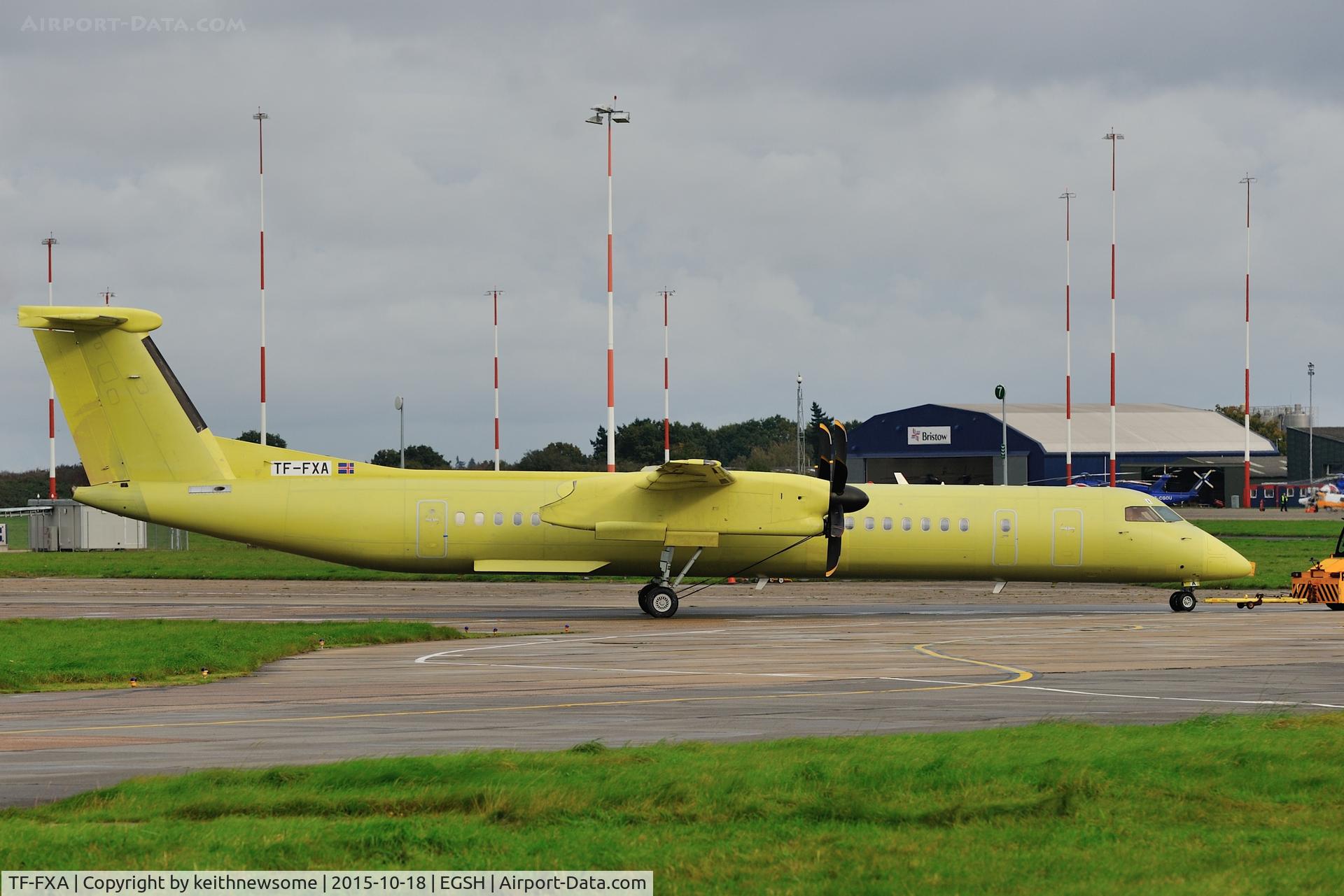 TF-FXA, 2001 Bombardier DHC-8-402 Q400 Dash 8 C/N 4022, Awaiting engineering and spray !