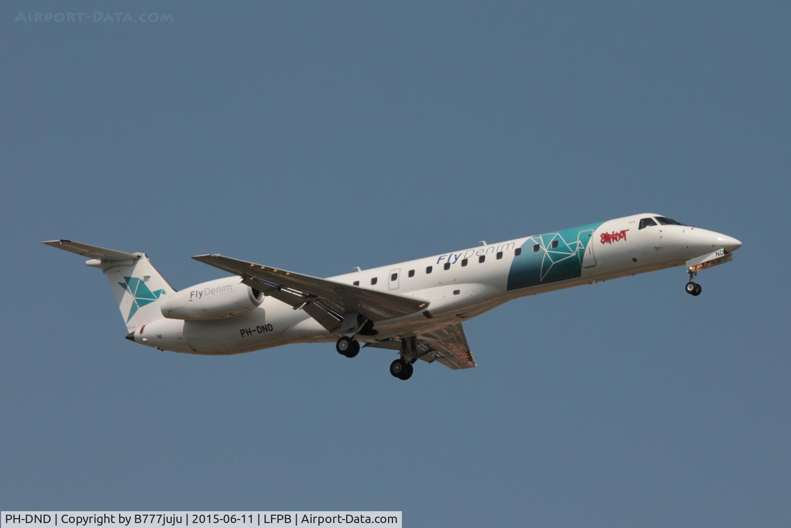 PH-DND, 2001 Embraer EMB-145MP (ERJ-145MP) C/N 145406, at Le Bourget with Slipknot stiker
