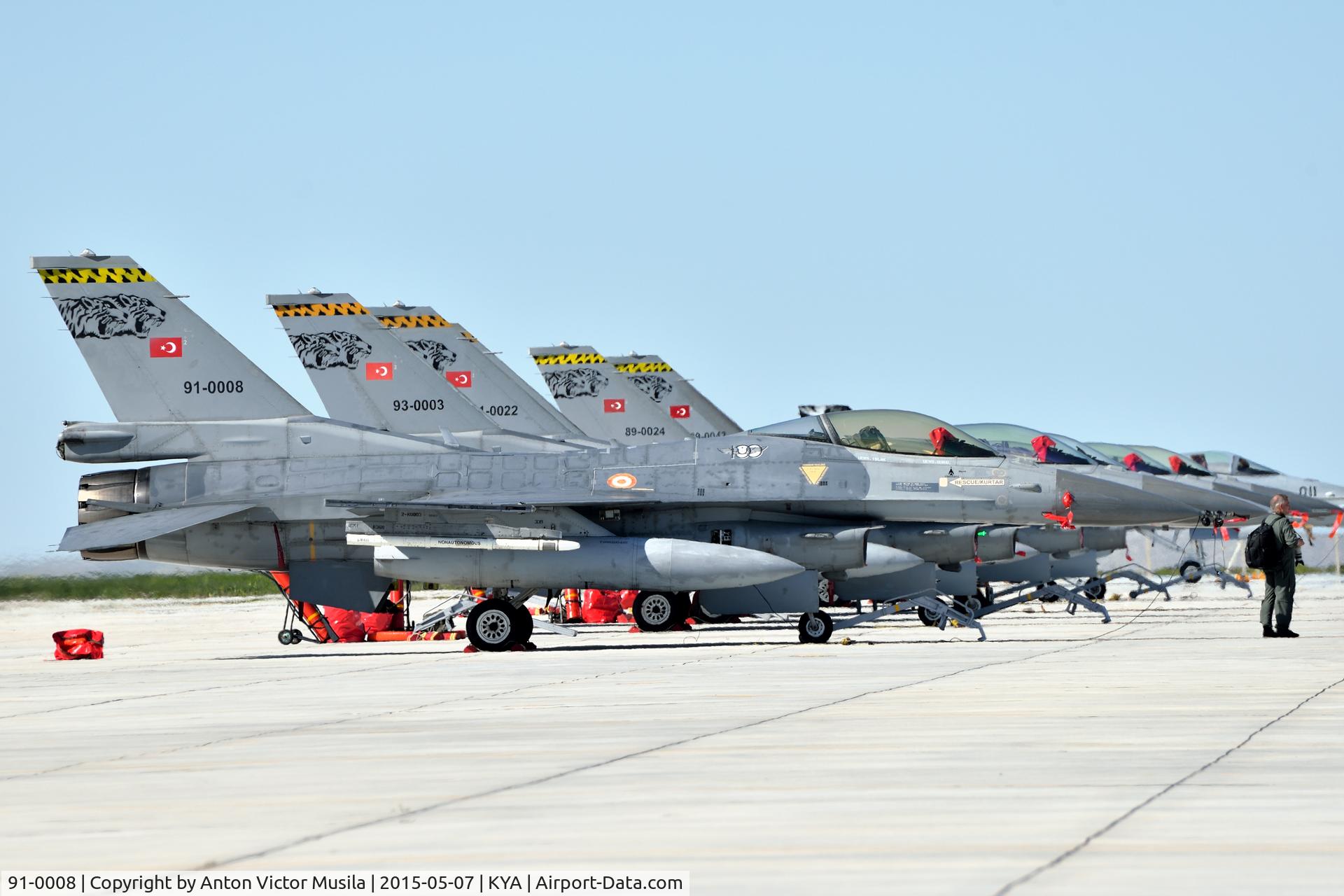 91-0008, TAI (Turkish Aerospace Industries) F-16C Fighting Falcon C/N 4R-88, Turkish air force F16 C on the flightline at Konya AB Turkey showing it 's Mig Kill.