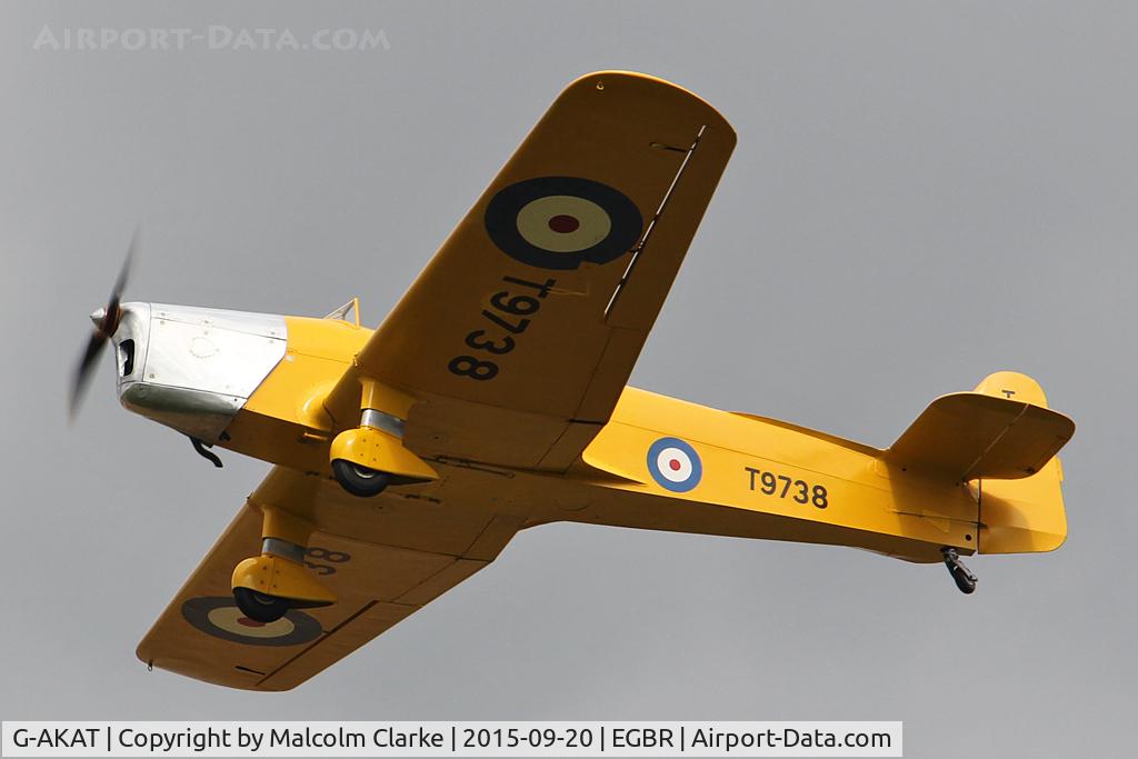 G-AKAT, 1940 Miles M14A Hawk Trainer 3 C/N 2005, Miles M14A Hawk Trainer 3 at The Real Aeroplane Company's Helicopter Fly-In, Breighton Airfield, September 20th 2015.