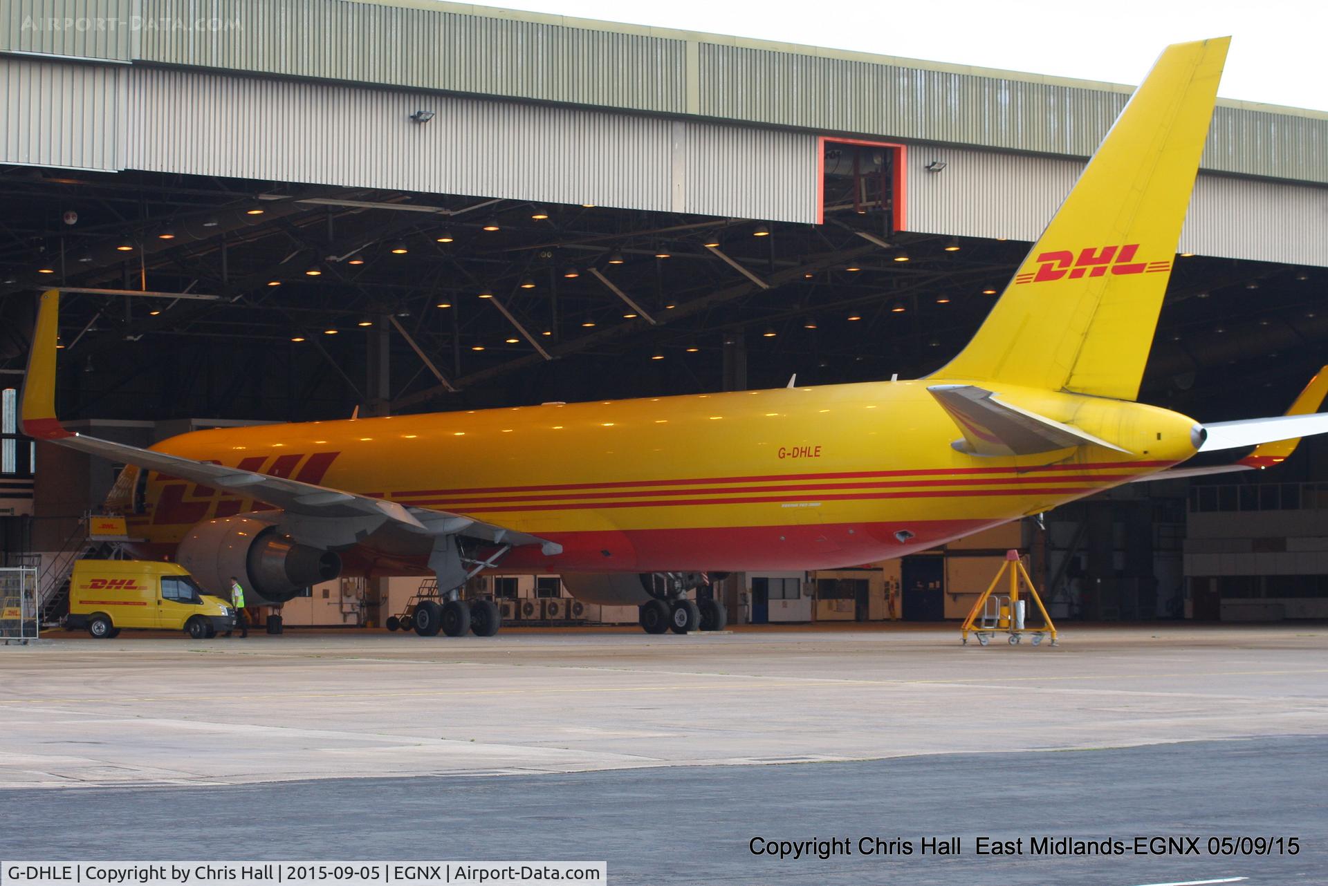 G-DHLE, 2009 Boeing 767-3JHF C/N 37805, in the old BMI hangar having an engine change