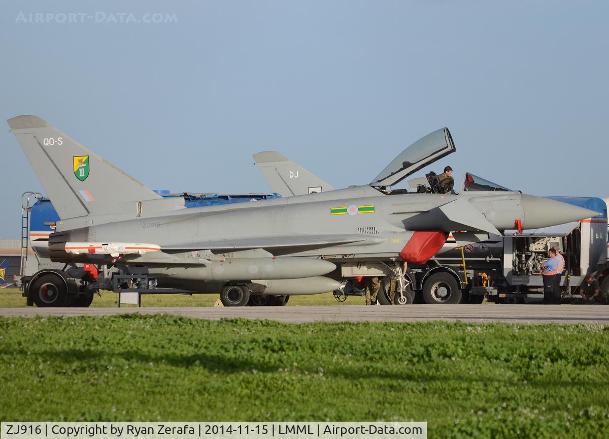 ZJ916, 2005 Eurofighter EF-2000 Typhoon FGR4 C/N 0057/BS007, Taking fuel at Apron 4