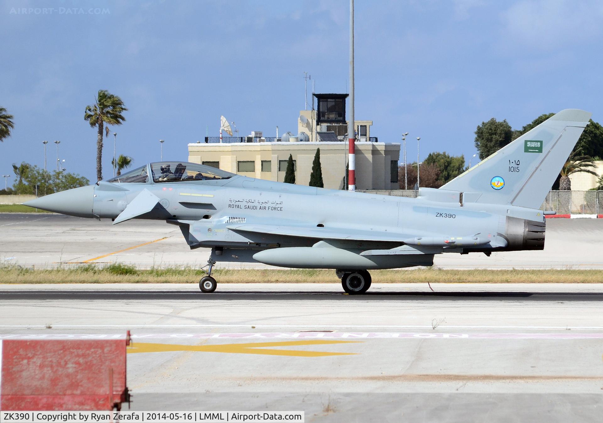 ZK390, 2014 Eurofighter EF-2000 Typhoon F2 C/N CS025/403, Night stopping in Malta, the next day they continued to Saudi Arabia for a delivery flight.