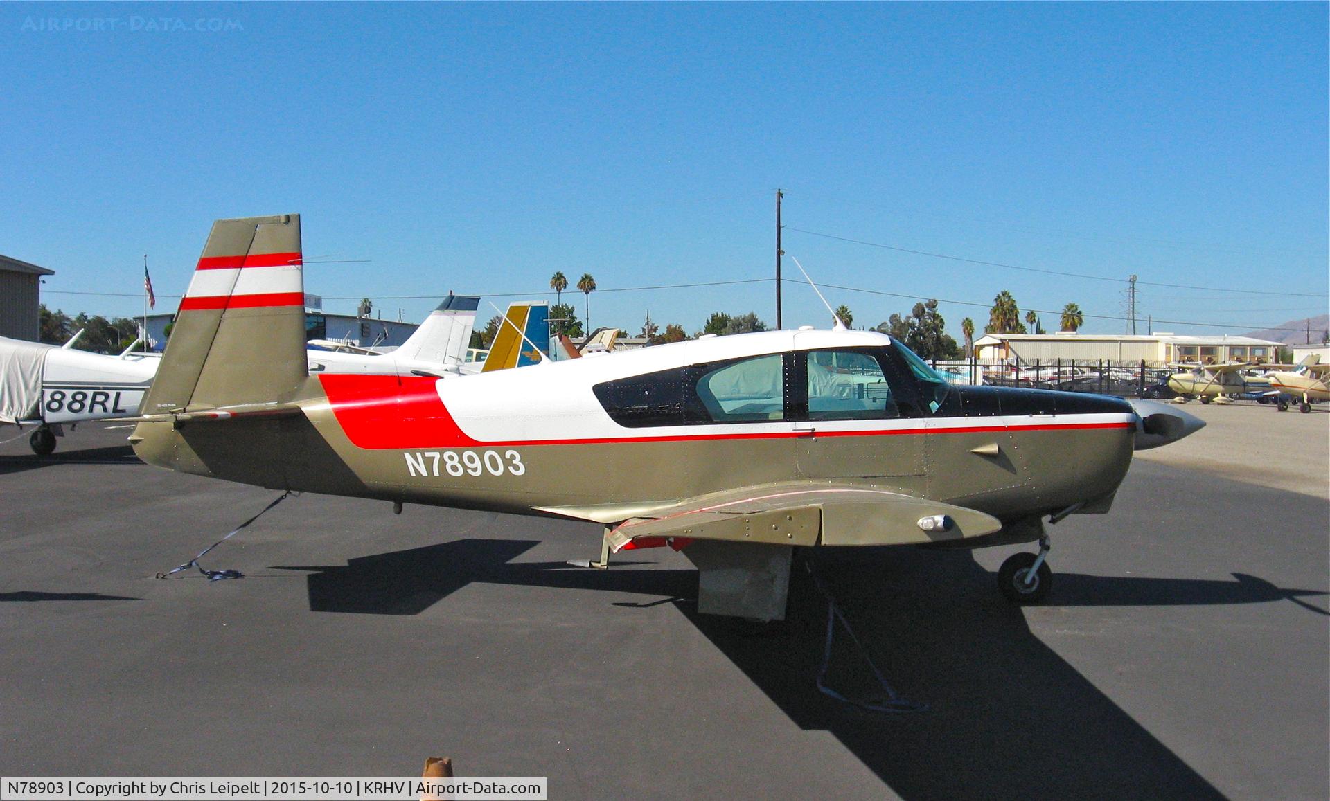 N78903, 1961 Mooney M20B Mark 21 C/N 1917, Locally-based 1961 Mooney M20B sitting at its tie down at Reid Hillview Airport, San Jose, CA.