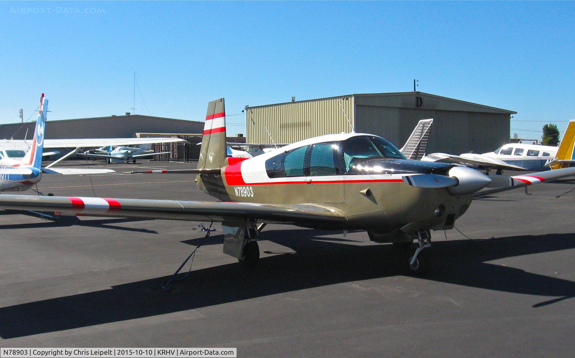 N78903, 1961 Mooney M20B Mark 21 C/N 1917, Locally-based 1961 Mooney M20B sitting at its tie down at Reid Hillview Airport, San Jose, CA.