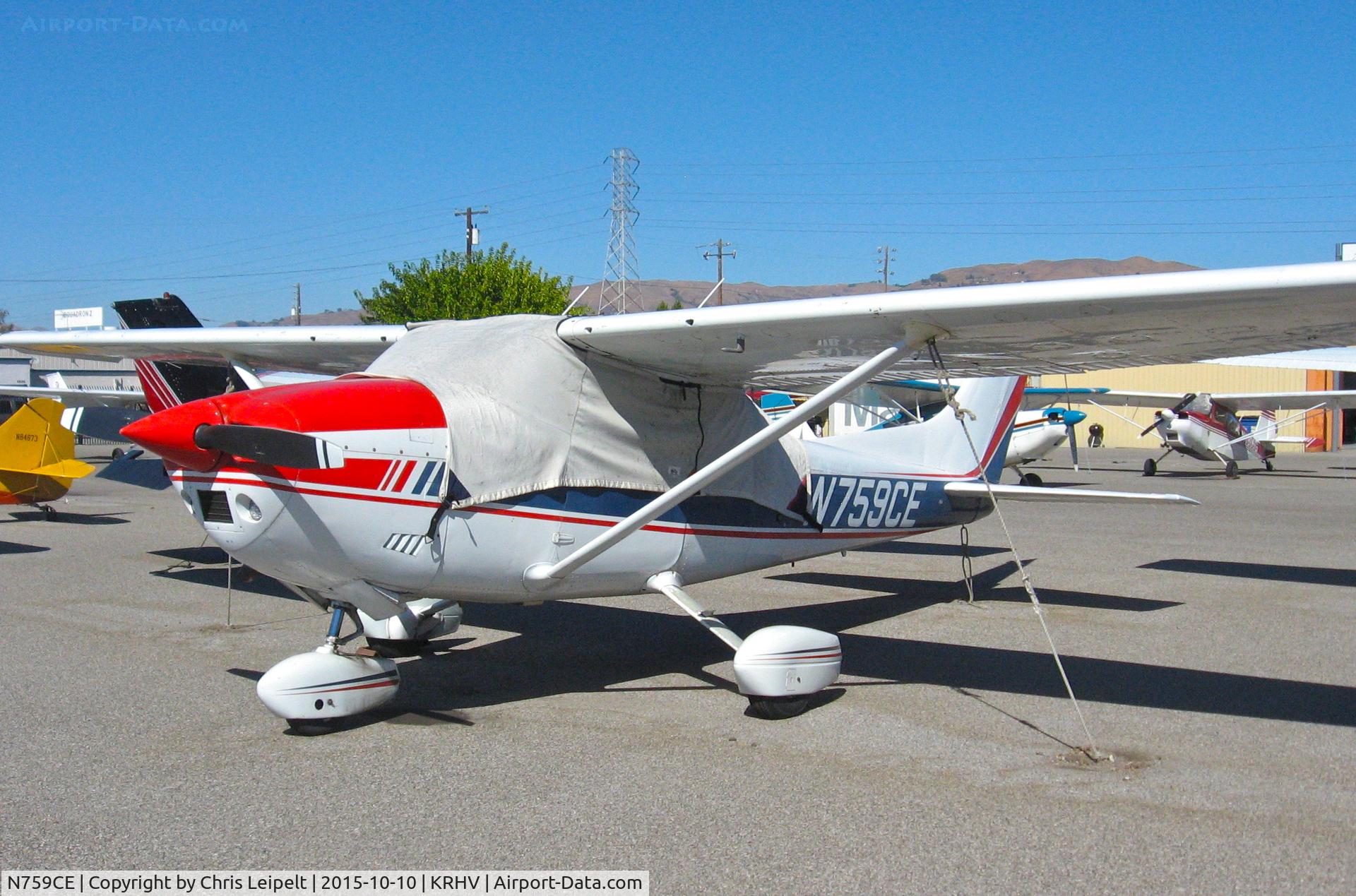 N759CE, 1977 Cessna 182Q Skylane C/N 18265880, Locally-based 1977 Cessna 182Q parked on the AeroDynamic ramp at Reid Hillview Airport, San Jose, CA.