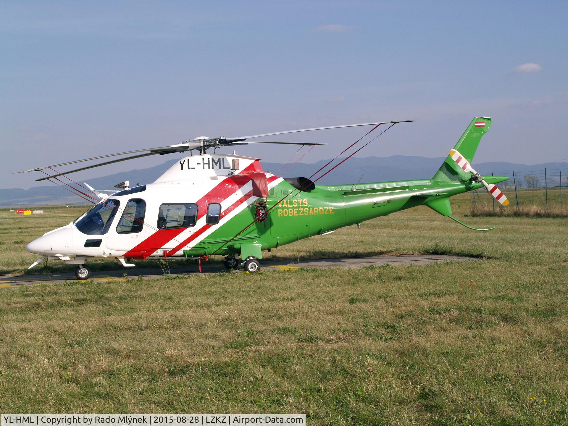YL-HML, Agusta A-109E Power C/N 11704, AW109E Power YL-HML of the State border guard of Latvia at Kosice int. airport, Slovakia