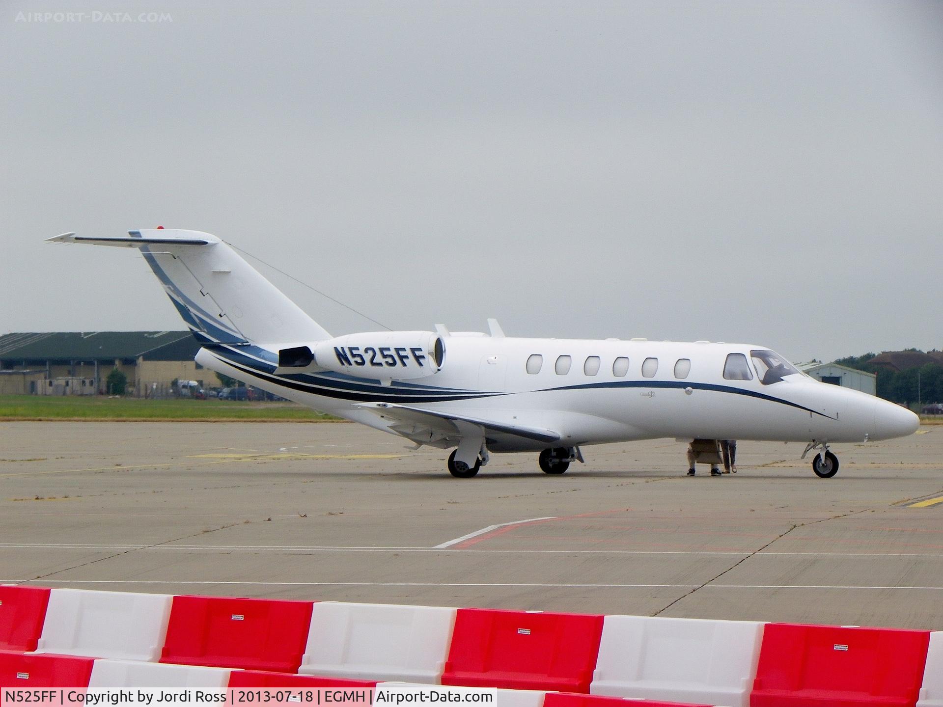 N525FF, 2007 Cessna 525A CitationJet CJ2 C/N 525A0161, Taken from inside the terminal at Manston, Came in from KEF for fuel