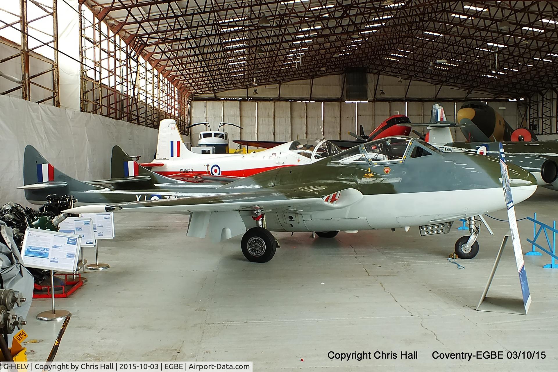 G-HELV, 1958 De Havilland (F+W Emmen) Vampire T.55 (DH-115) C/N 975, Aviation Heritage Ltd