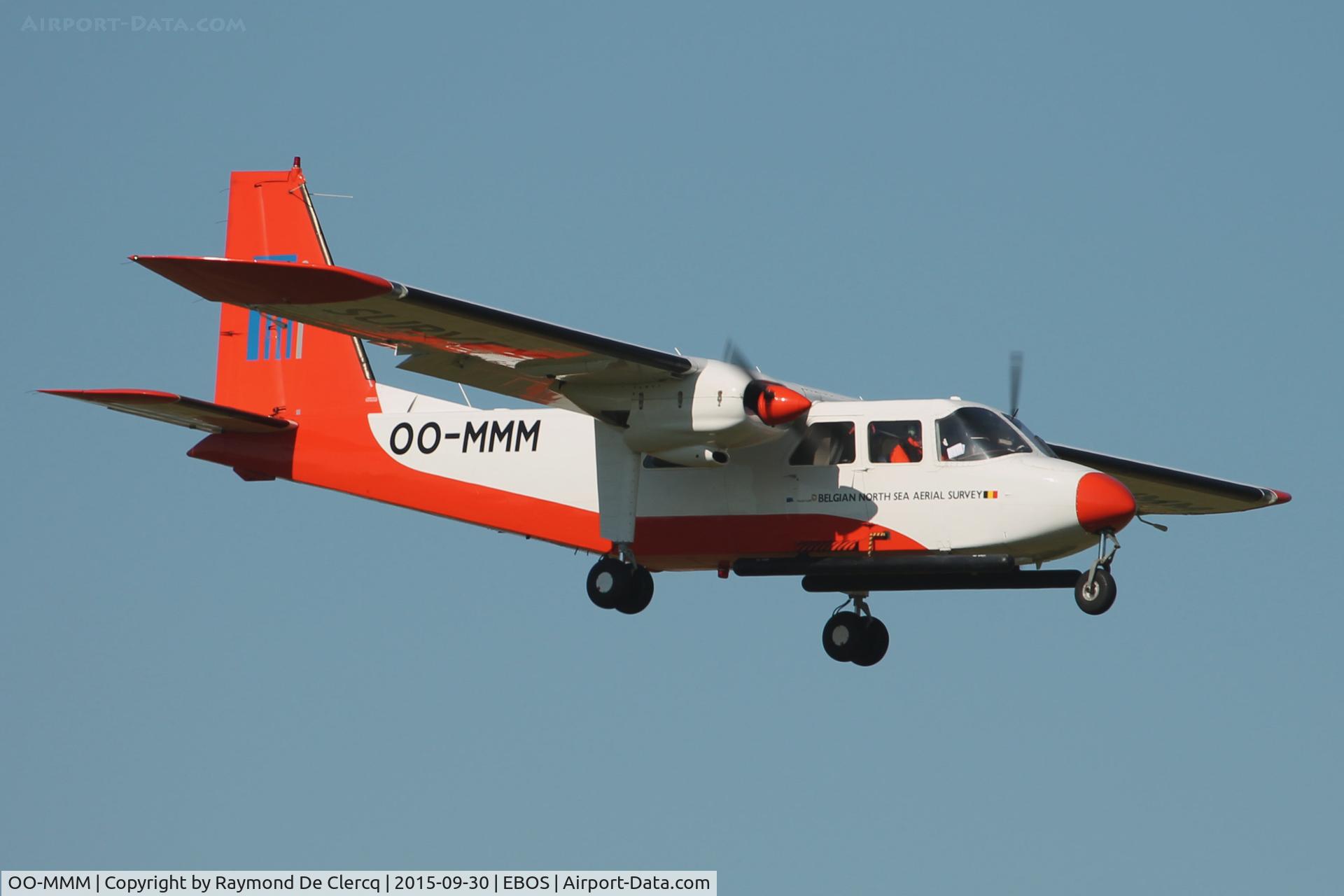 OO-MMM, 1975 Britten-Norman BN-2A-21 Islander C/N 468, OO-MMM of Belgian North Sea Aerial Survey landing at Ostend.