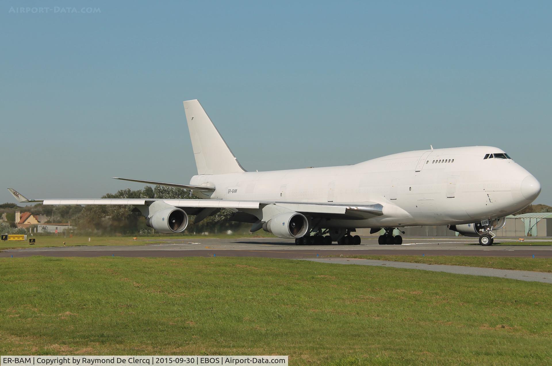 ER-BAM, 1992 Boeing 747-409/BDSF C/N 24312, Ready for take-off at Ostend.
