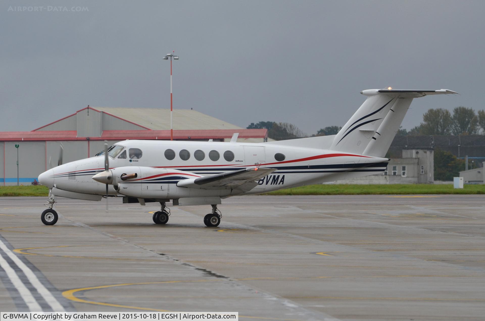 G-BVMA, 1980 Beech 200 Super King Air C/N BB-797, About to depart from Norwich.