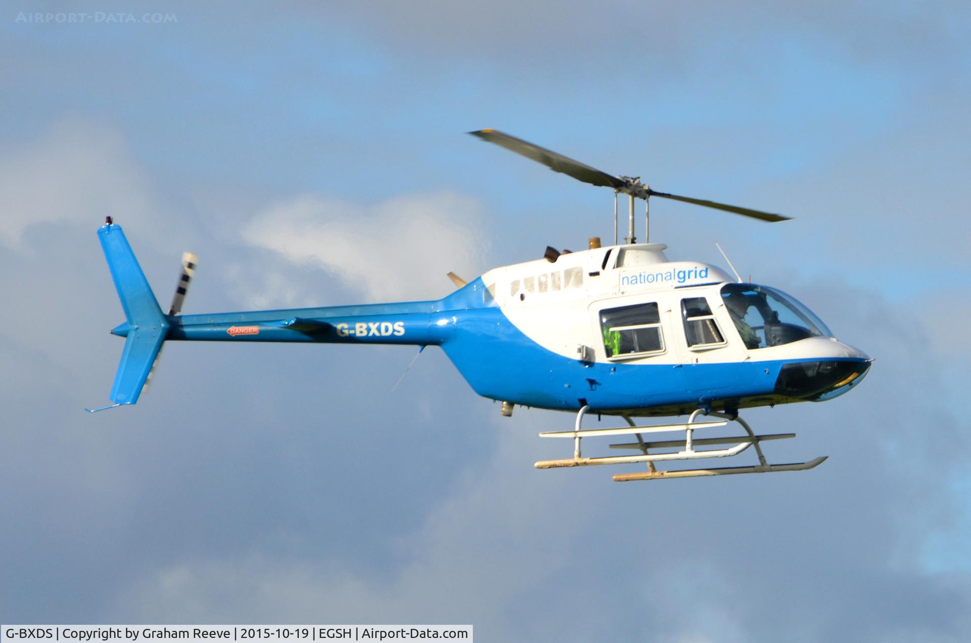 G-BXDS, 1979 Bell 206B JetRanger III C/N 2734, Landing at Norwich.