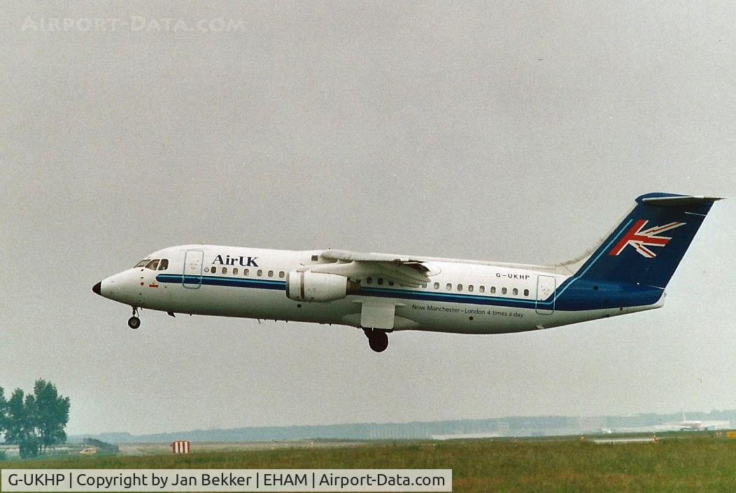 G-UKHP, 1989 British Aerospace BAe.146-300 C/N E3123, June 1999 Schiphol, Amsterdam