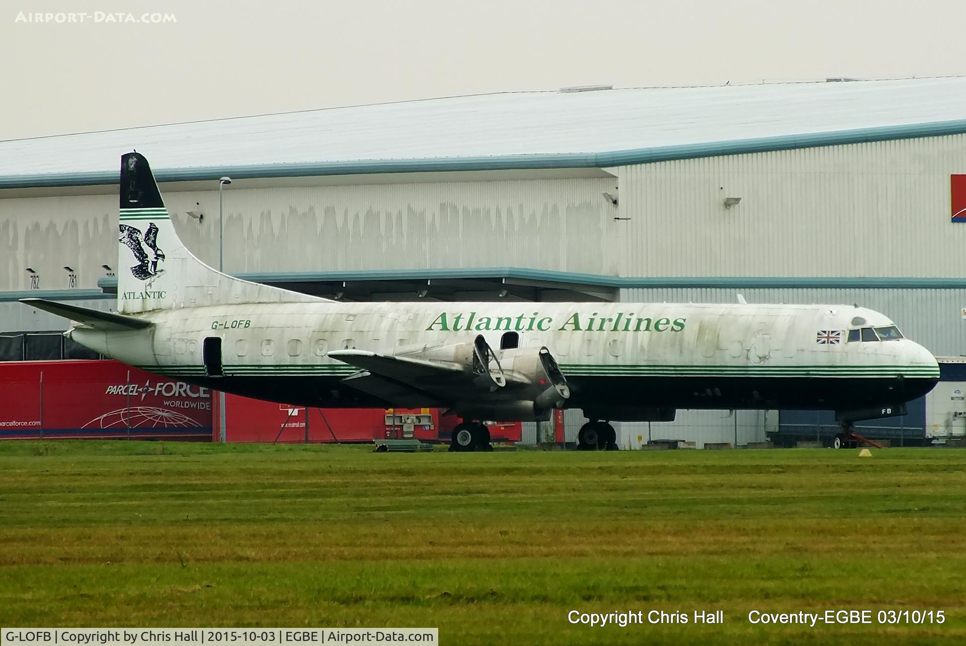 G-LOFB, 1961 Lockheed L-188C(F) Electra C/N 1131, in storage at Coventry