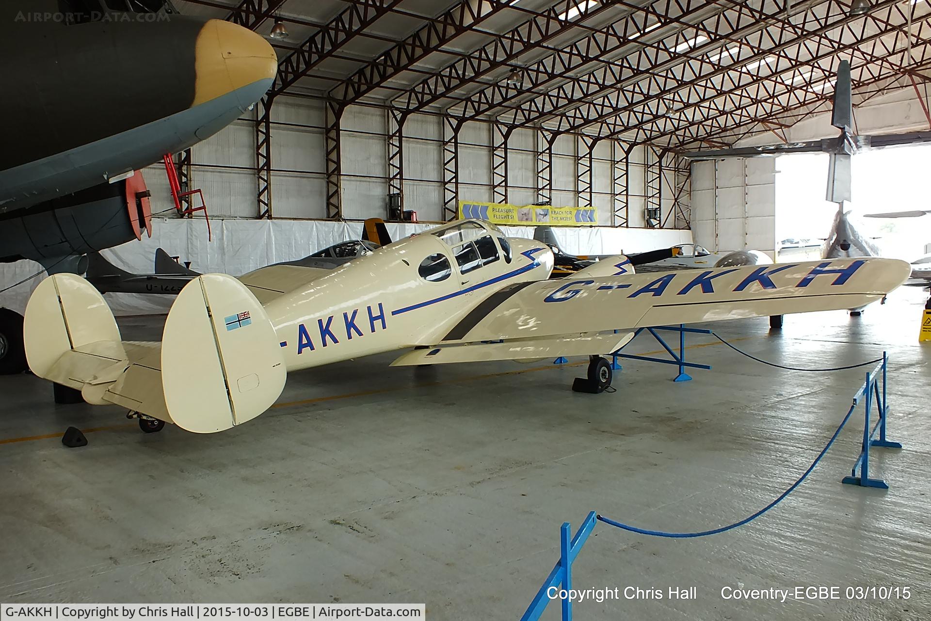 G-AKKH, 1947 Miles M65 Gemini 1A C/N 6479, in the Airbase hangar