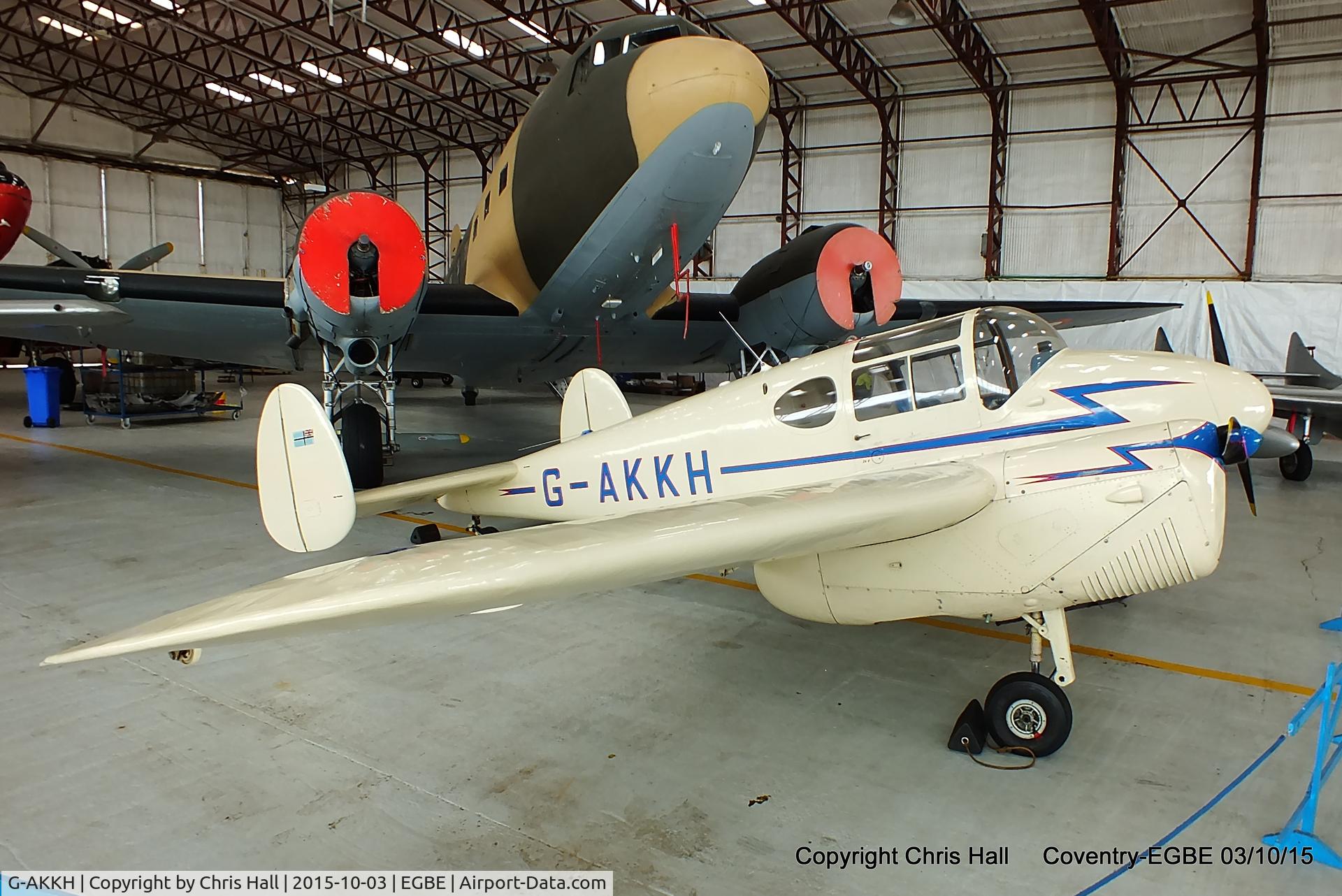 G-AKKH, 1947 Miles M65 Gemini 1A C/N 6479, in the Airbase hangar