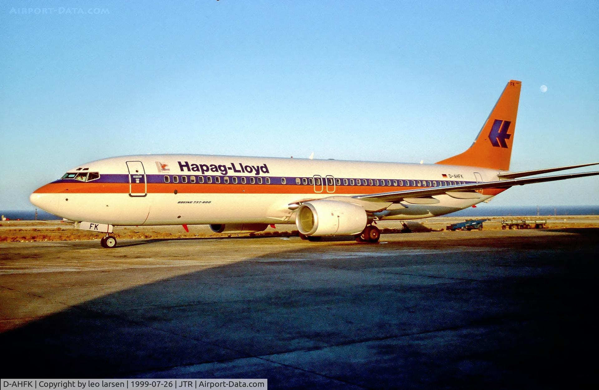 D-AHFK, 1999 Boeing 737-8K5 C/N 27991, Santorini JTR 26.7.99