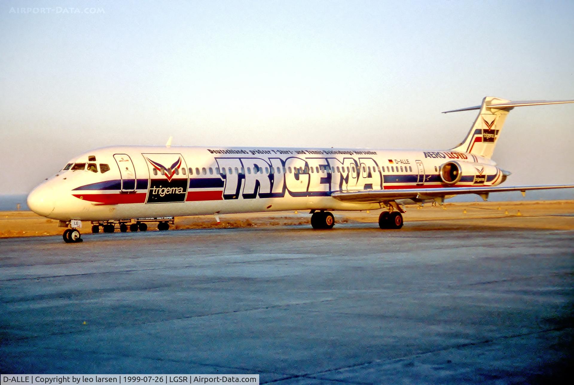 D-ALLE, 1987 McDonnell Douglas MD-83 (DC-9-83) C/N 49449, Santorinie JTR 26.7.99