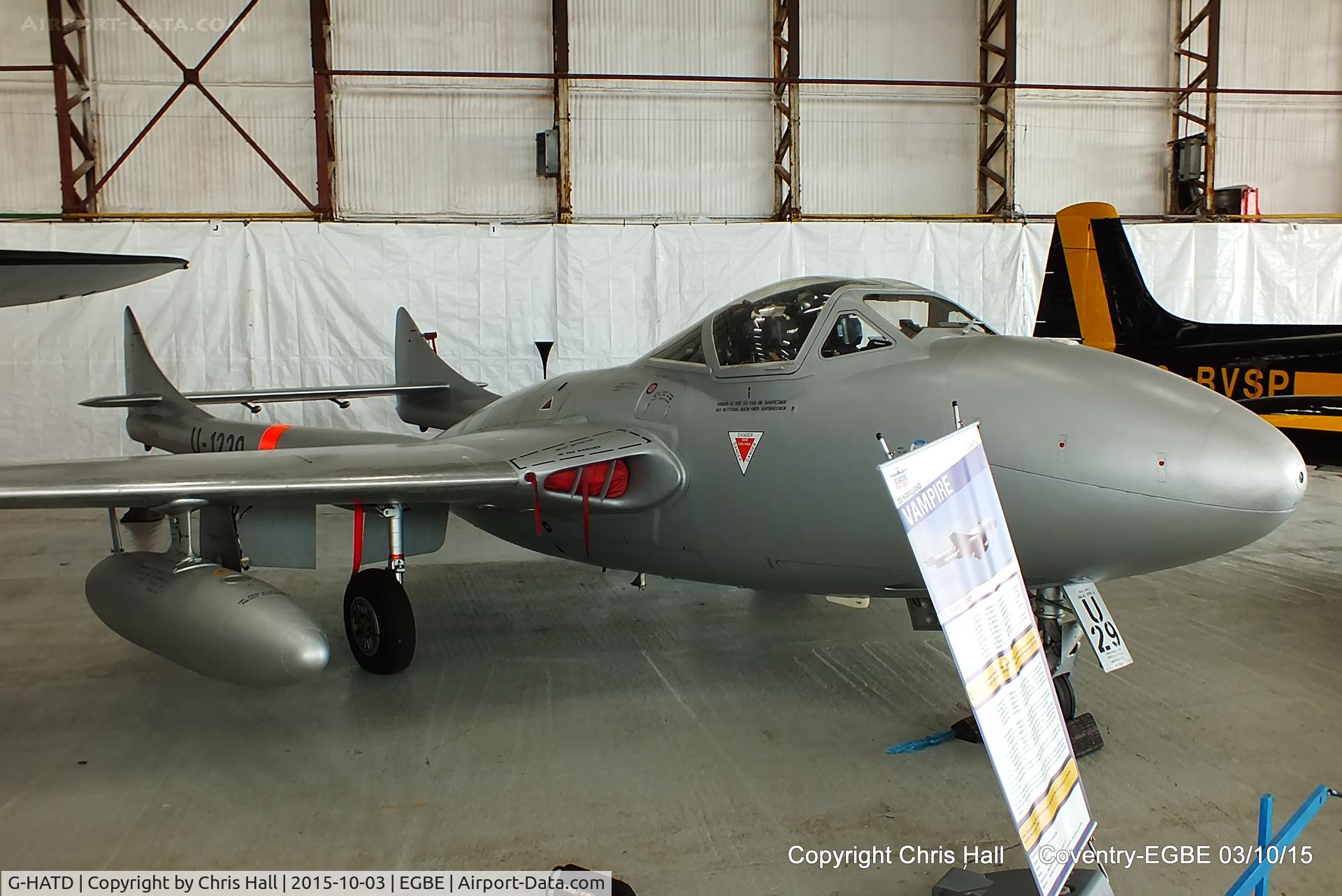 G-HATD, 1959 De Havilland (F+W Emmen) Vampire T55 (DH-115) C/N 989, Aviation Heritage Ltd