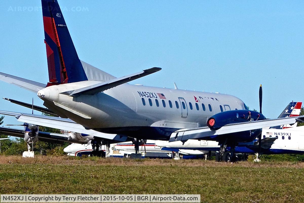 N452XJ, 1998 Saab 340B C/N 340B-452, Stored in the SW corner of Bangor International Airport in Maine