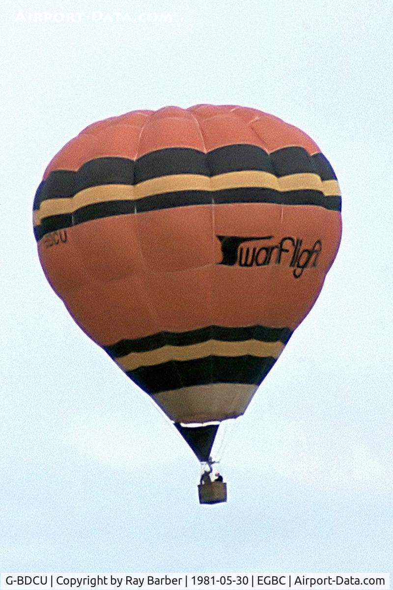 G-BDCU, 1975 Cameron Balloons O-77 C/N 126, Cameron O-77 HAFB [126] Cheltenham Racecourse~G 30/05/1981. From a slide.