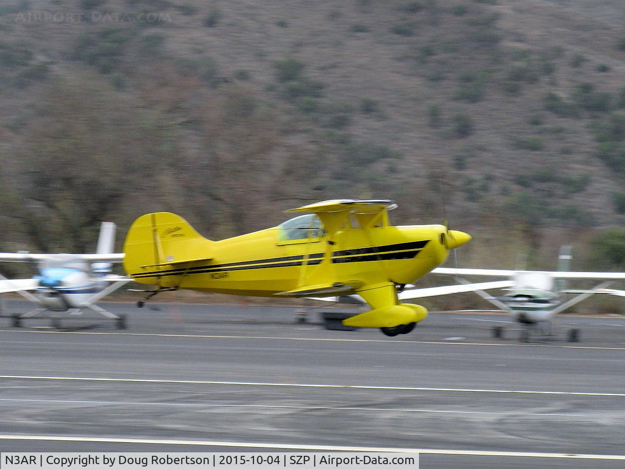 N3AR, 1974 Pitts S-1S Special C/N 10, 1974 Russell PITTS S1S SPECIAL, Lycoming O&VO-360 180 Hp, Experimental class bipe, takeoff climb Rwy 22
