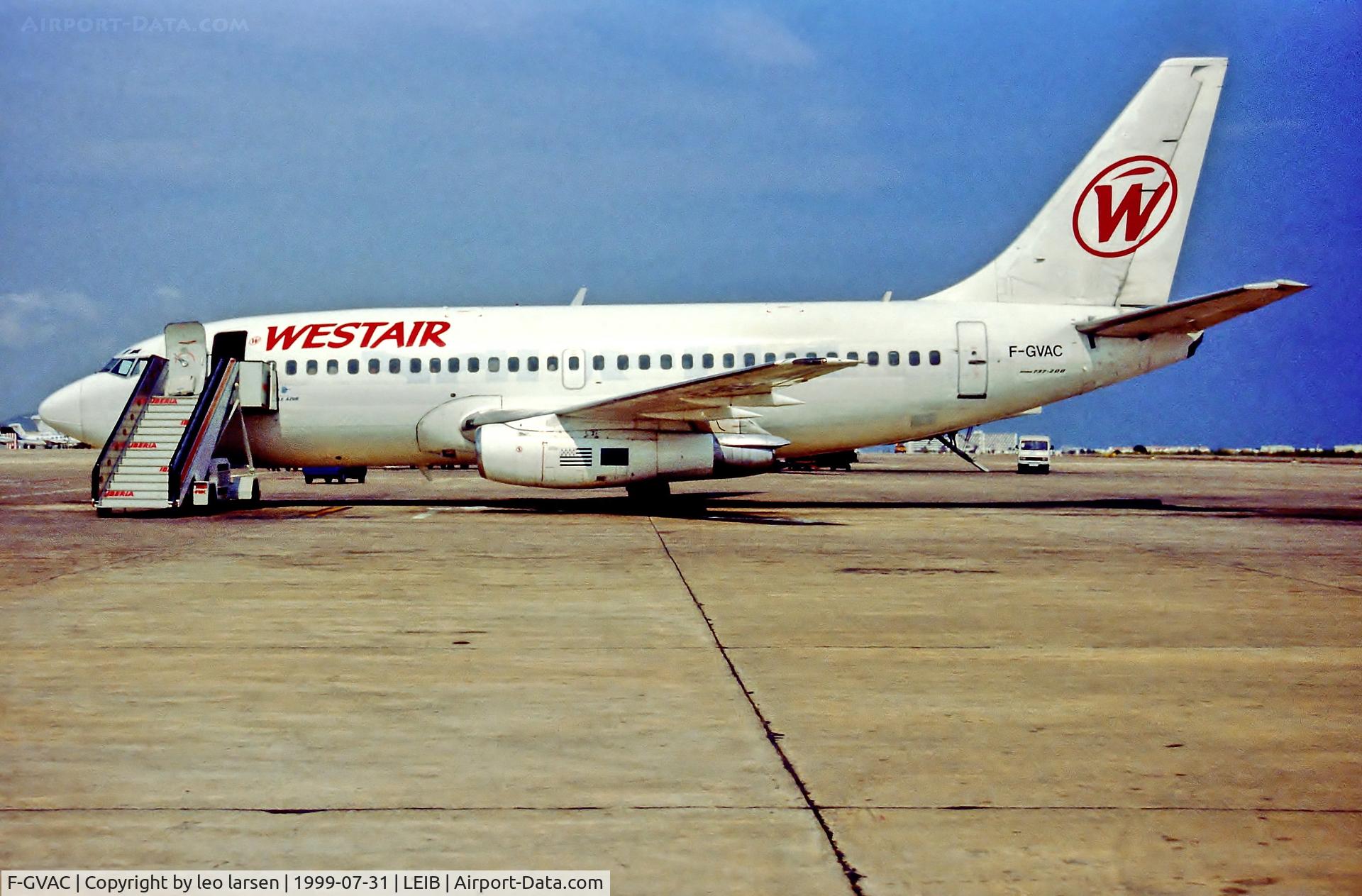F-GVAC, 1974 Boeing 737-229 C/N 20907, Ibiza 31.7.99