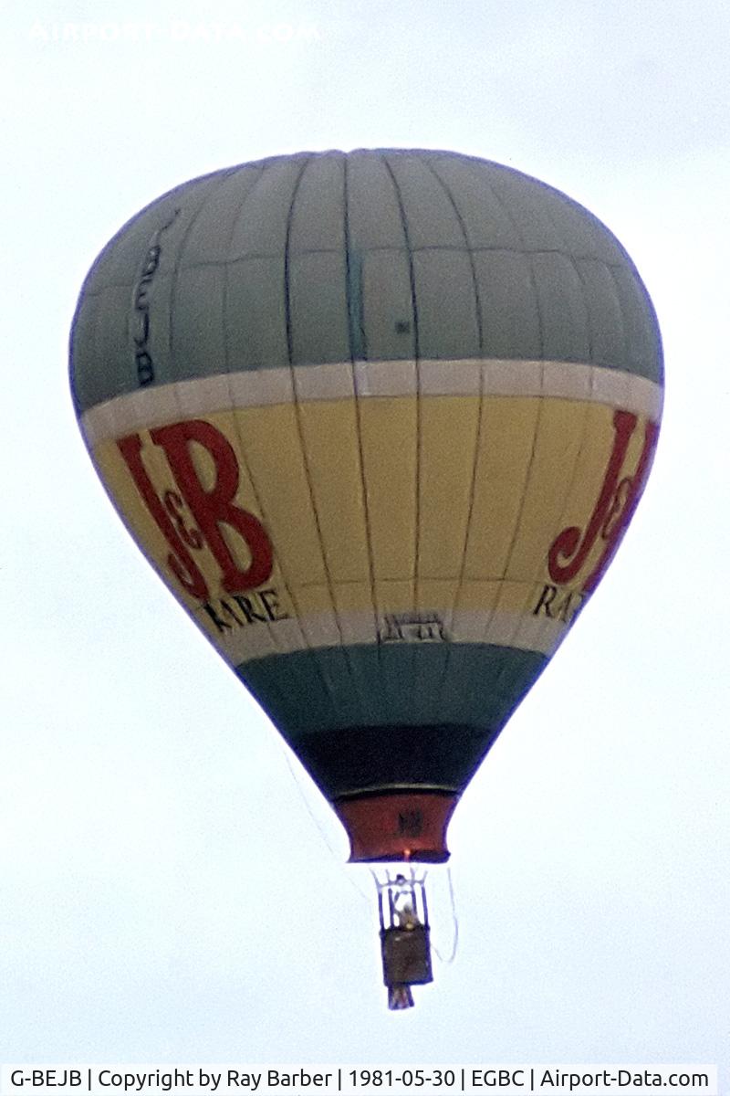 G-BEJB, 1976 Thunder Balloons Ltd THUNDER AX6-56A C/N 096, Thunder Ax6-56A HAFB [096] Cheltenham Racecourse~G 30/05/1981. From a slide.