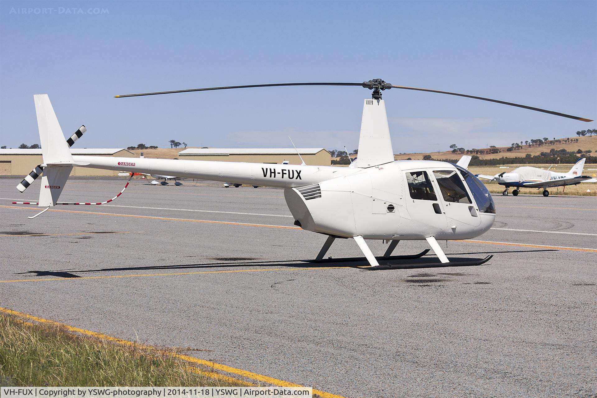 VH-FUX, 2012 Robinson R44  Raven II C/N 13269, Gemhawk Services (VH-FUX) Robinson R44 Raven II at Wagga Wagga Airport.