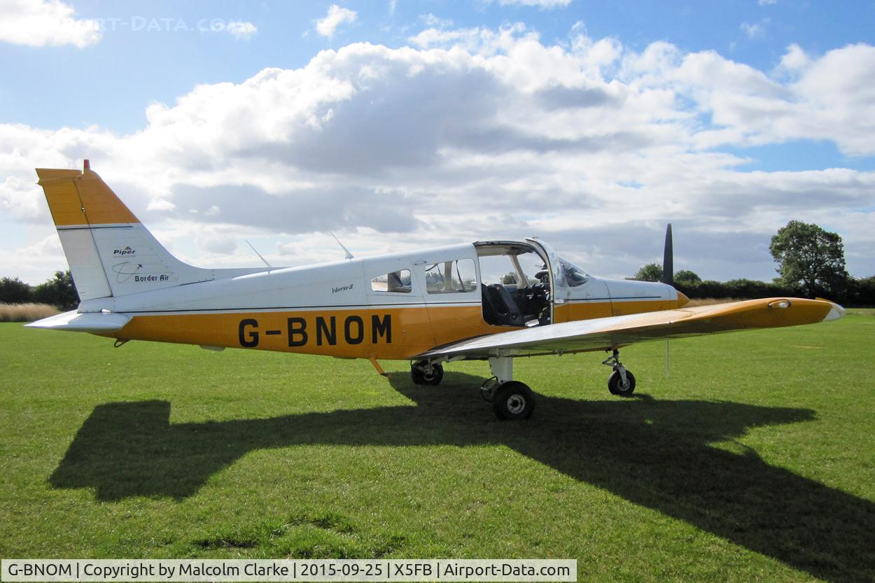 G-BNOM, 1987 Piper PA-28-161 Cherokee Warrior II C/N 2816024, Piper PA-28-161, Fishburn Airfield, September 25th 2015.