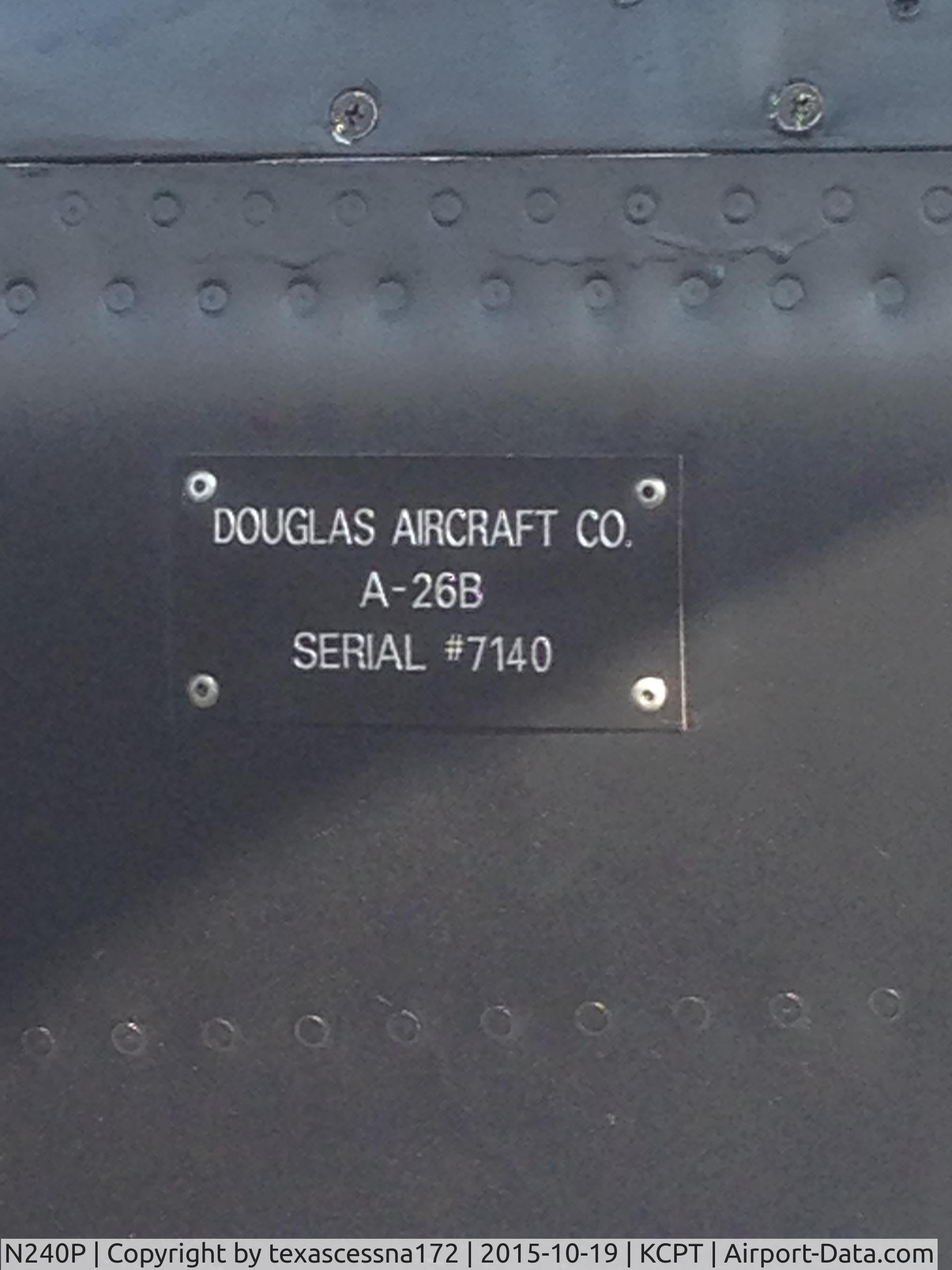N240P, 1943 Douglas A-26B Invader C/N 7140, At KCPT on October 19, 2015