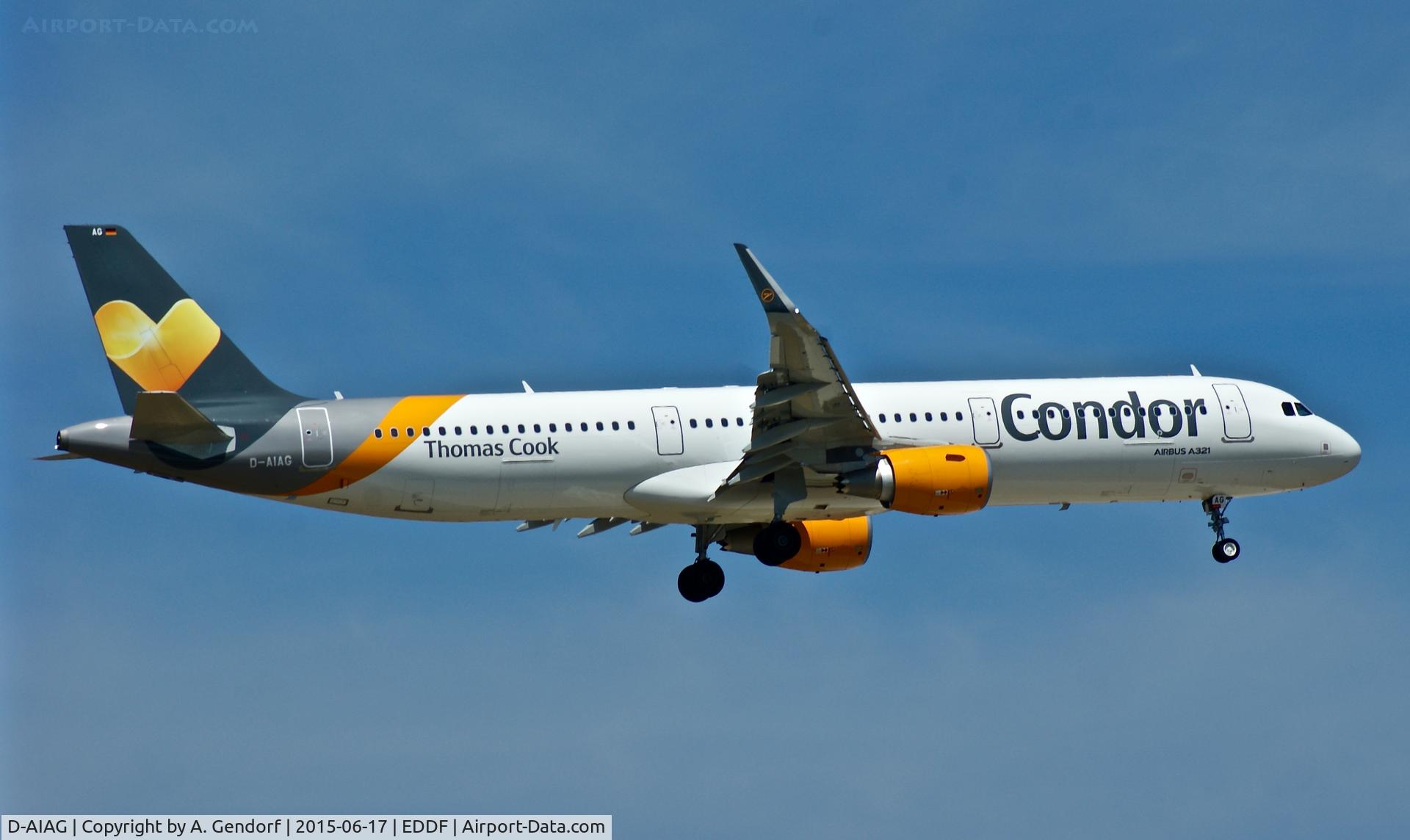 D-AIAG, 2015 Airbus A321-211 C/N 6590, Condor, here on short finals RWY 24C at Frankfurt Rhein/Main Int'l(EDDF)