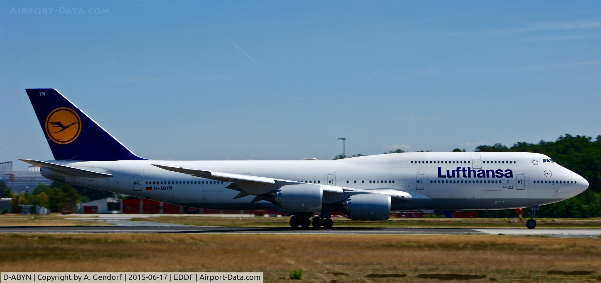 D-ABYN, 2014 Boeing 747-830 C/N 37838, Lufthansa, is here at Frankfurt Rhein/Main Int'l(EDDF)