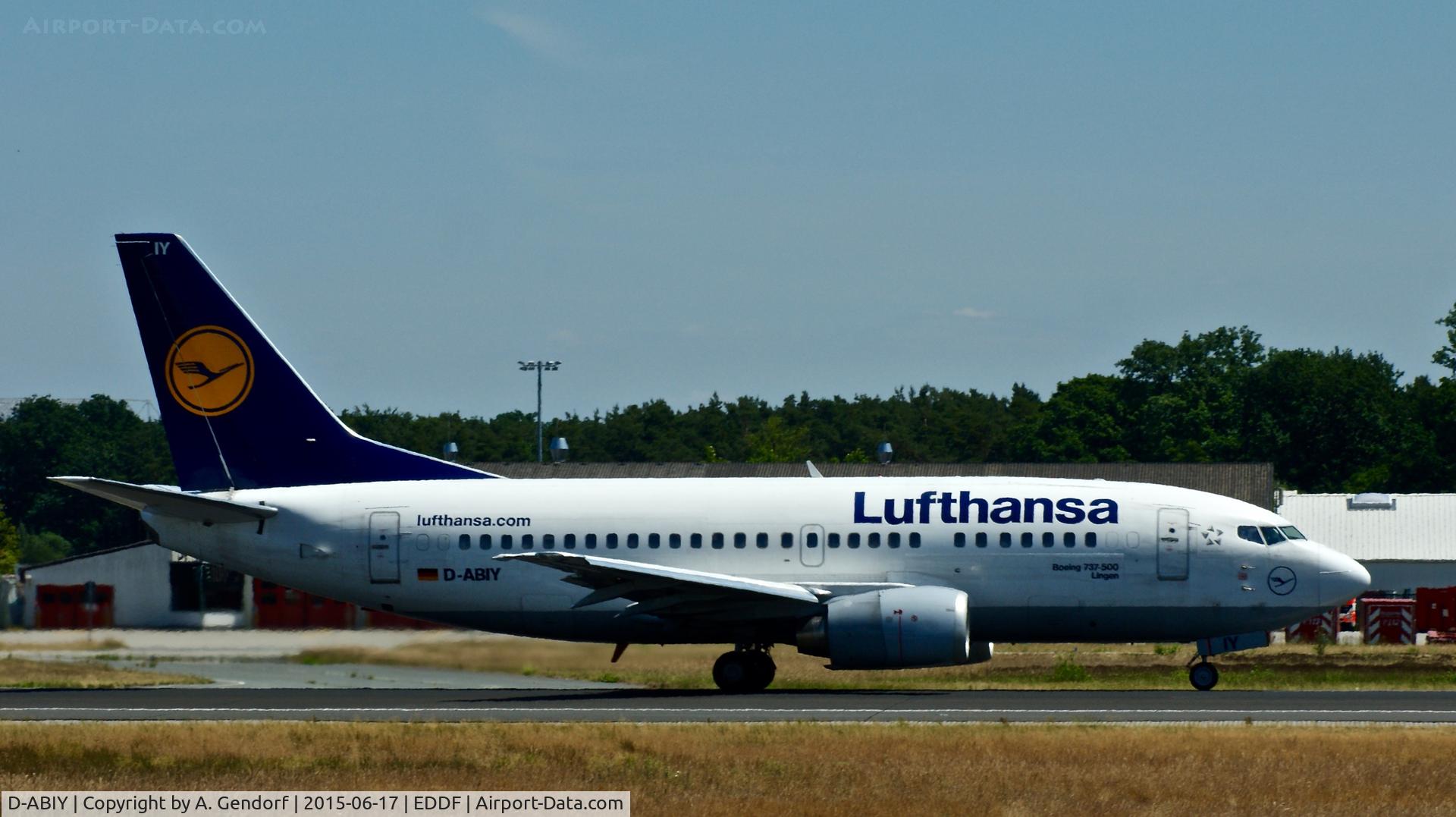 D-ABIY, 1991 Boeing 737-530 C/N 25243, Lufthansa, is speeding up at Frankfurt Rhein/Main(EDDF)