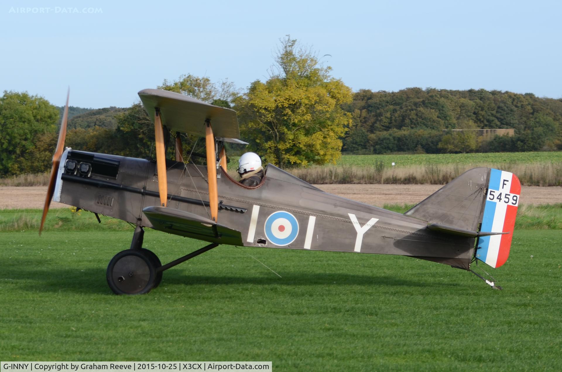 G-INNY, 1983 Royal Aircraft Factory SE-5A Replica C/N PFA 020-10439, About to depart from Northrepps.