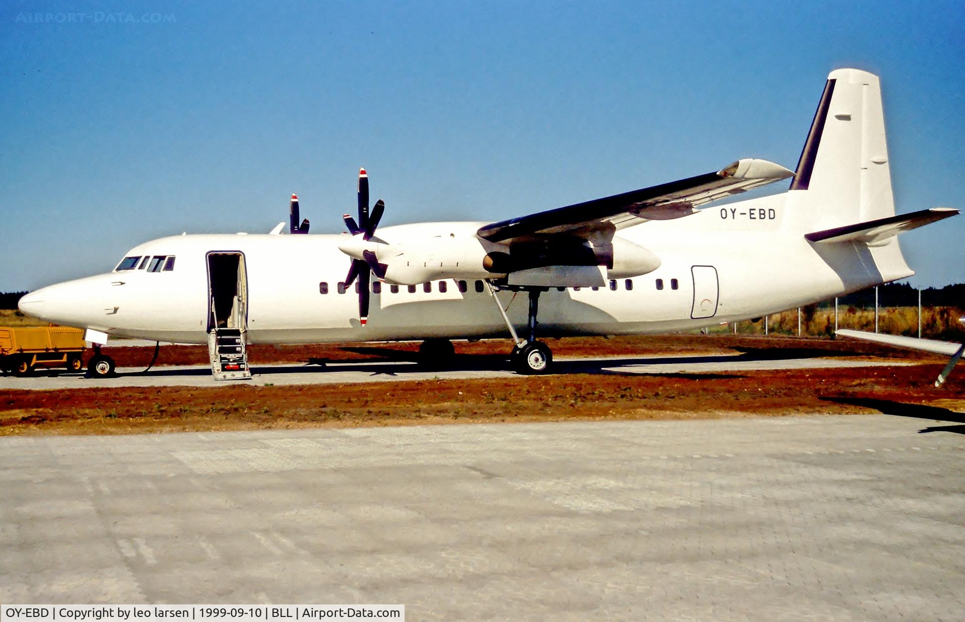OY-EBD, 1988 Fokker 50 C/N 20118, Billund Denmark  10.9.99
