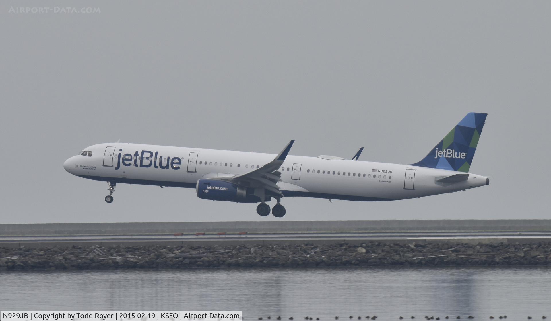 N929JB, 2014 Airbus A321-231 C/N 6031, Landing at SFO