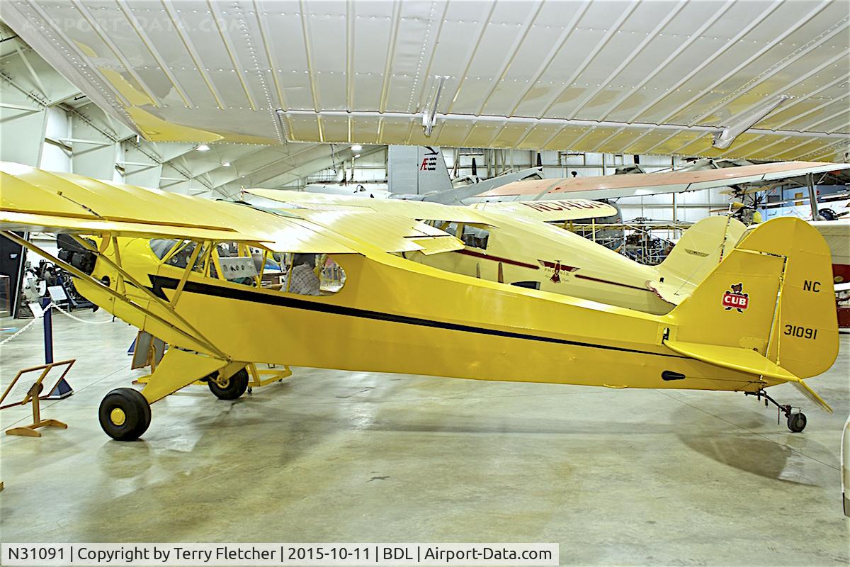 N31091, 1940 Piper J3L-65 Cub C/N 5374, At the New England Air Museum at Bradley International Airport