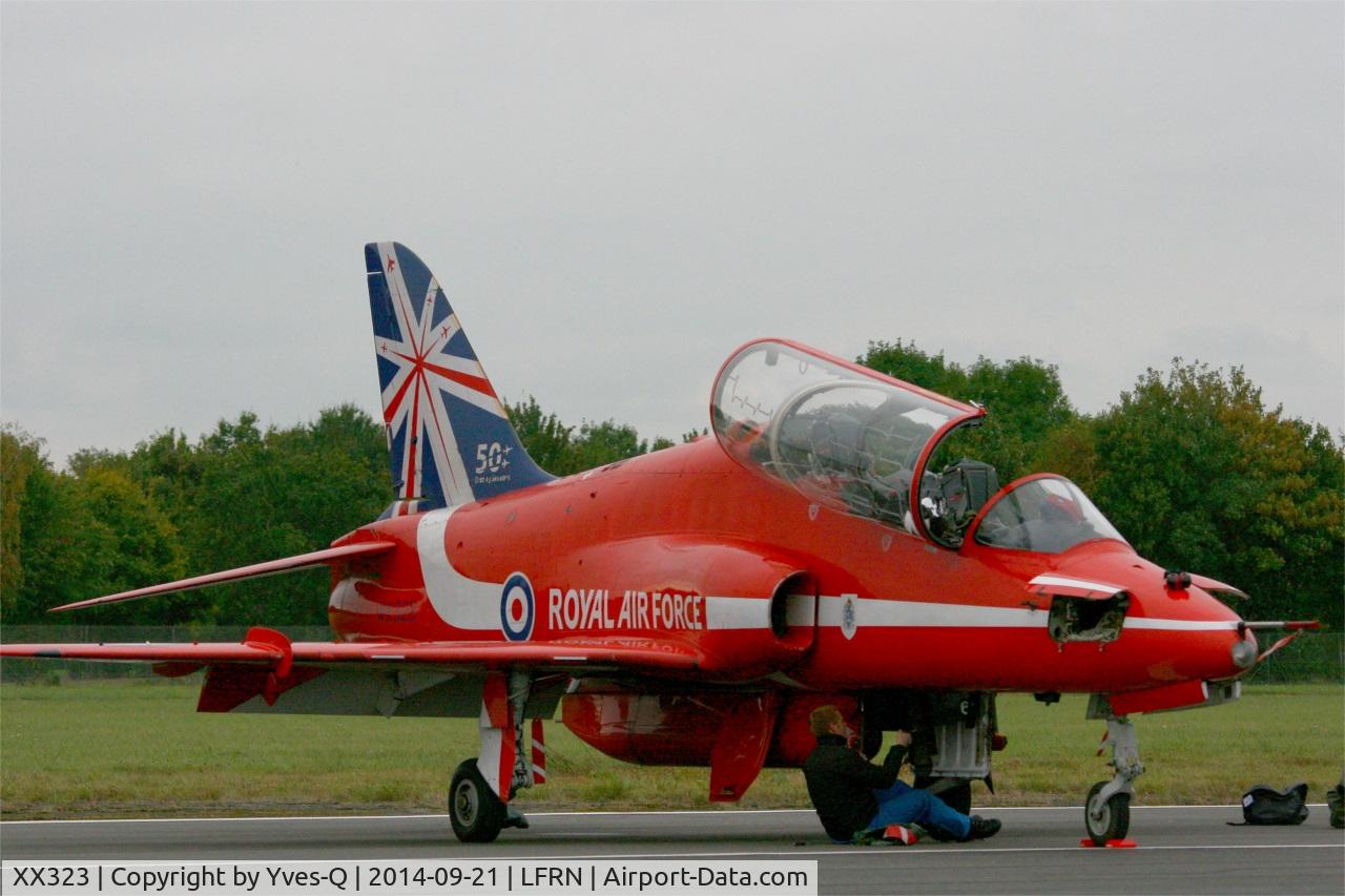 XX323, 1980 Hawker Siddeley Hawk T.1 C/N 167/312148, Royal Air Force Red Arrows Hawker Siddeley Hawk T.1A, Rennes-St Jacques airport (LFRN-RNS) Air show 2014