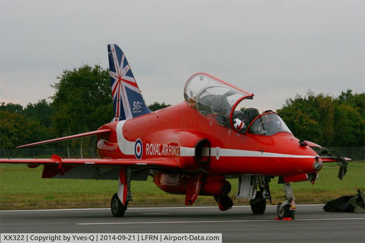 XX322, 1980 Hawker Siddeley Hawk T.1A C/N 165/312147, Royal Air Force Red Arrows Hawker Siddeley Hawk T.1A, Rennes-St Jacques airport (LFRN-RNS) Air show 2014