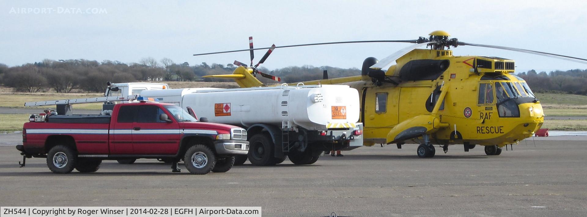 ZH544, Westland Sea King HAR.3A C/N WA1010, Visiting RAF SAR helicopter from 'A' Flight 22 Squadron RAF taking on fuel.
