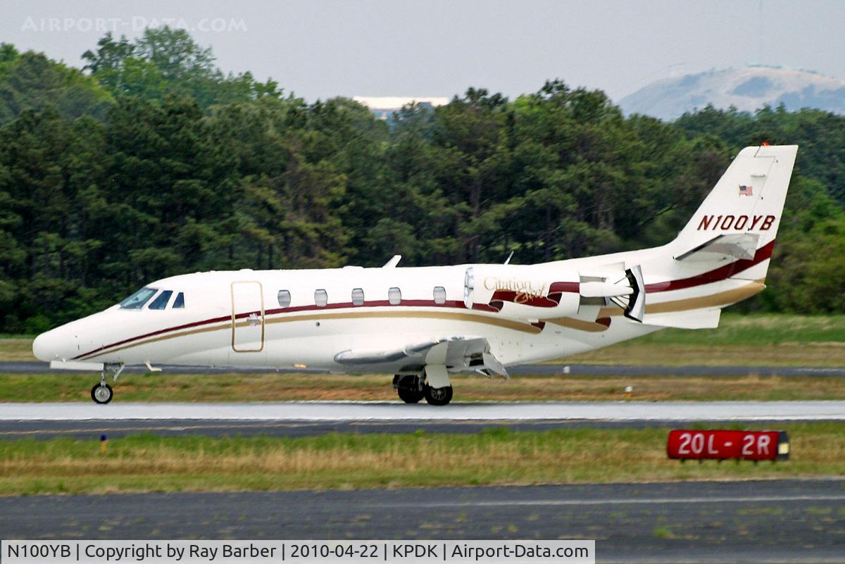 N100YB, Cessna 560XL Citation Excel C/N 560-5136, Cessna Citation Excel [560-5136] Atlanta-Dekalb Peachtree~N 22/04/2010. Reverse thrusters employed.